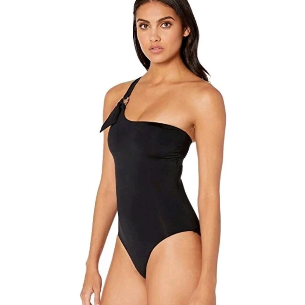Seafolly Active One Shoulder Maillot One-Piece Swimsuit Black US Size 4